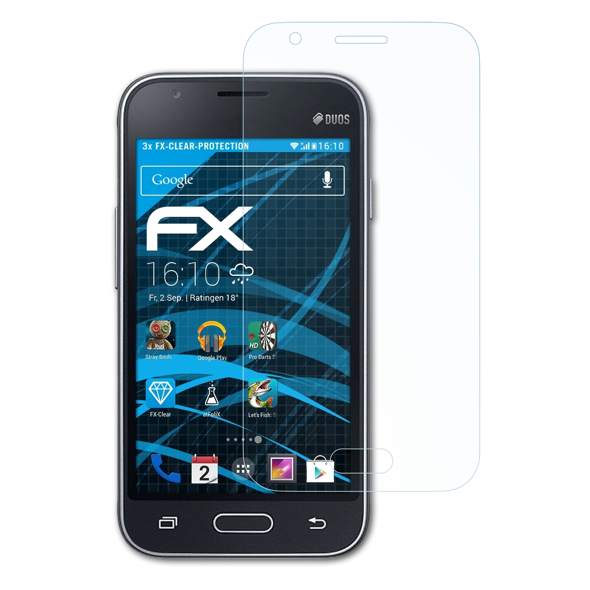 ATFOLIX 3x (2016)) J1 Samsung Displayschutz(für FX-Clear Galaxy mini