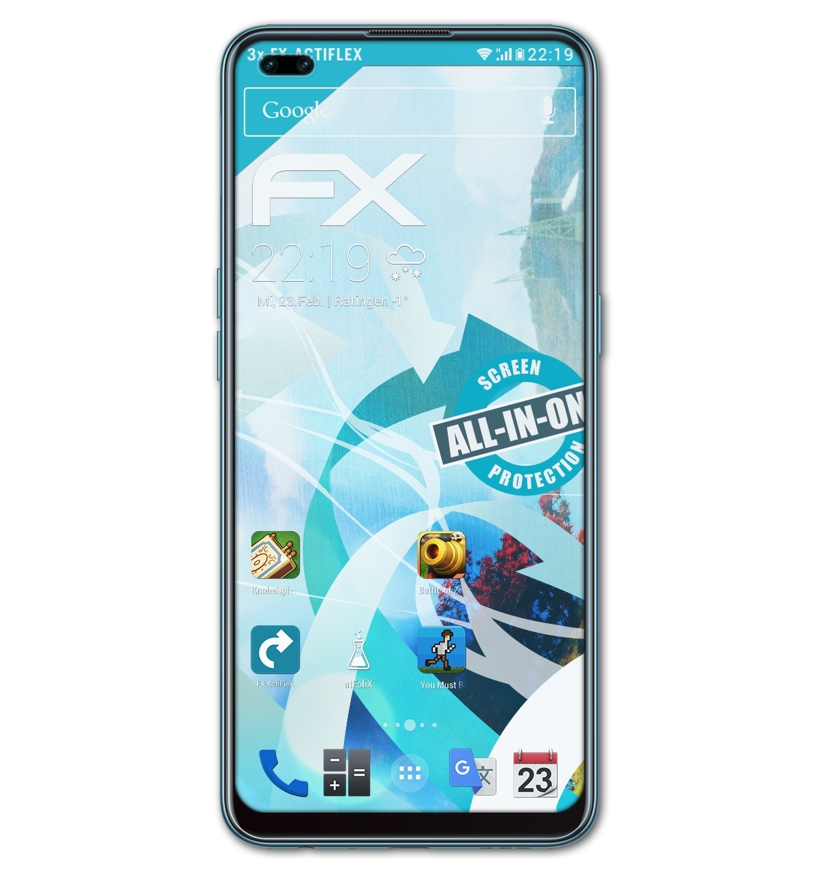 ATFOLIX 3x FX-ActiFleX Oppo Displayschutz(für F17 Pro)