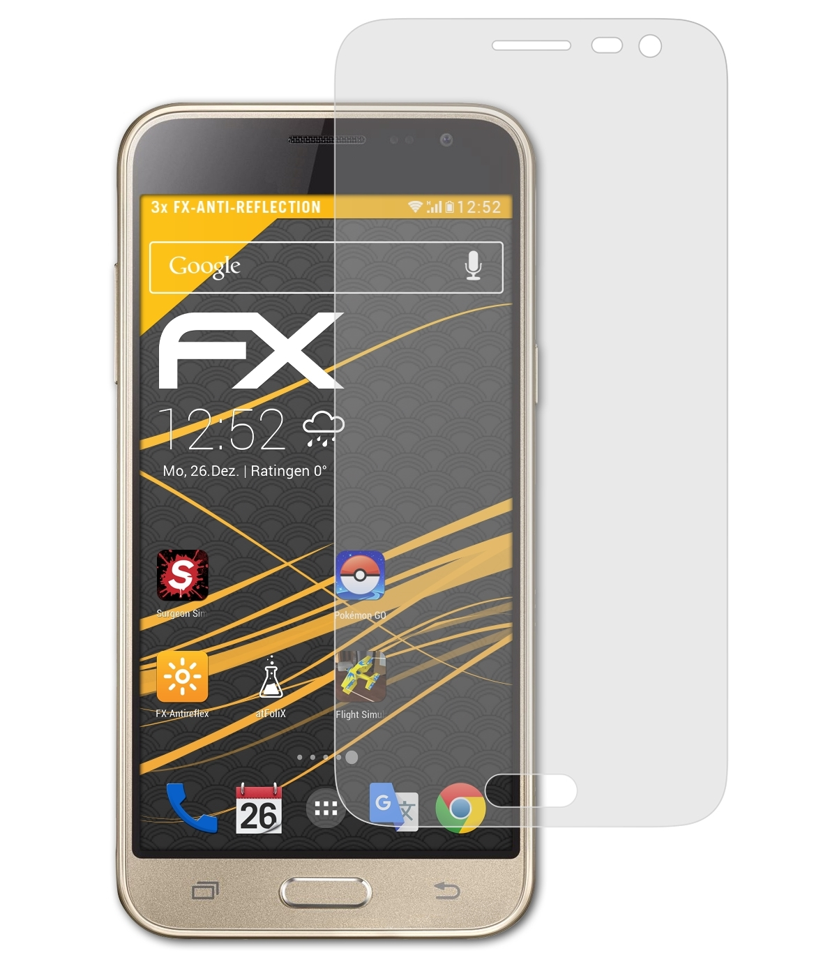 FX-Antireflex (2016)) Samsung 3x Displayschutz(für ATFOLIX Galaxy J3
