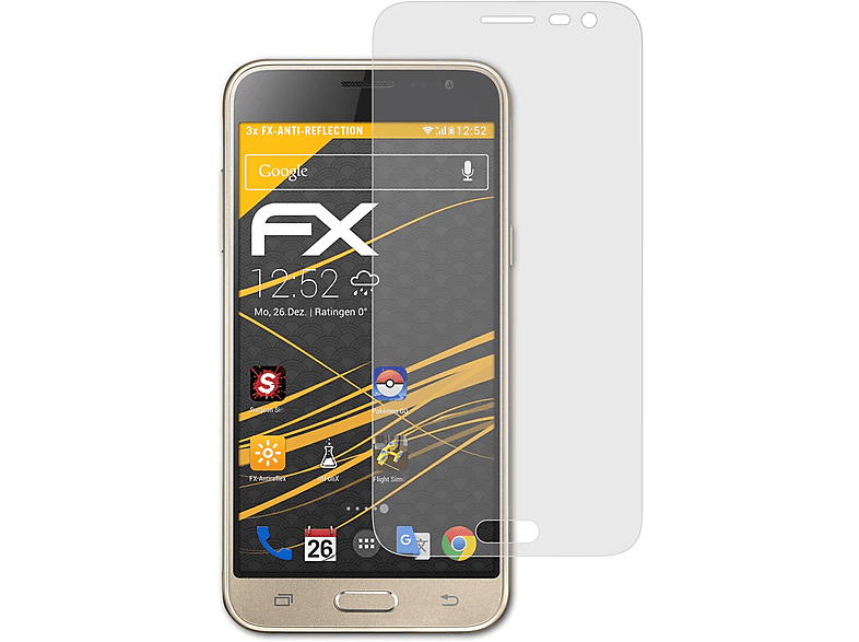 ATFOLIX 3x FX-Antireflex Displayschutz(für Samsung Galaxy J3 (2016))