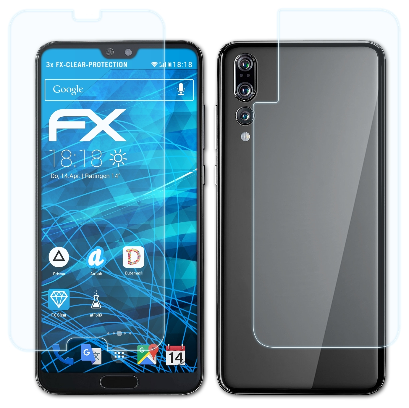 ATFOLIX 3x FX-Clear Displayschutz(für Huawei Pro) P20