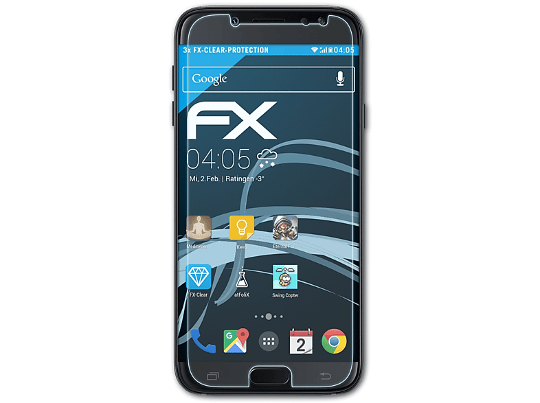ATFOLIX 3x FX-Clear Displayschutz(für Samsung (2017) Duos) Galaxy J5