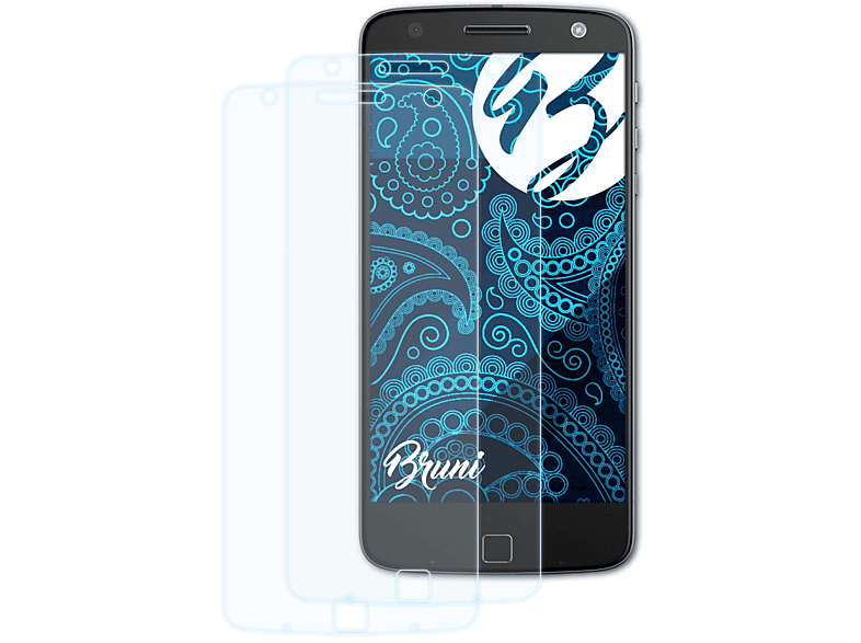 BRUNI 2x Basics-Clear Schutzfolie(für Lenovo Motorola Moto Z)
