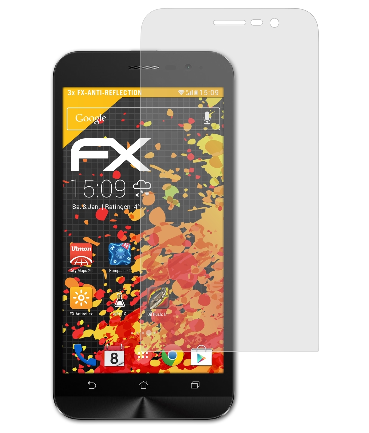 ATFOLIX 3x FX-Antireflex Displayschutz(für Asus (ZB500KL)) Go ZenFone