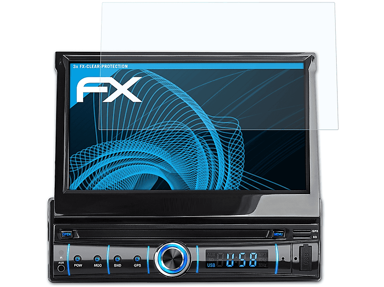 ATFOLIX 3x FX-Clear Displayschutz(für Xomax XM-VRSUA737) | Navi-Taschen & -Schutzfolien