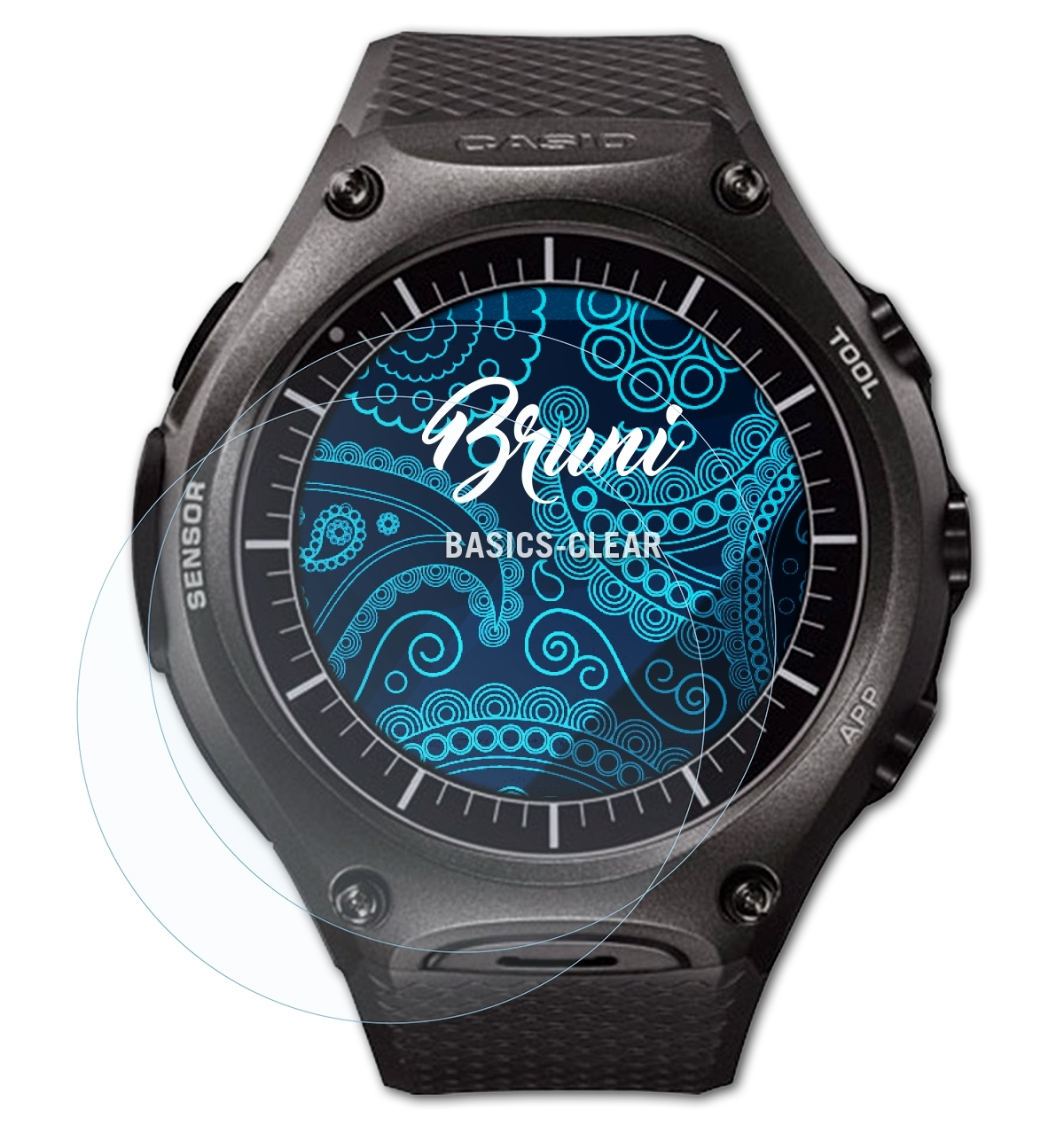 BRUNI 2x WSD-F20) Casio Basics-Clear Schutzfolie(für