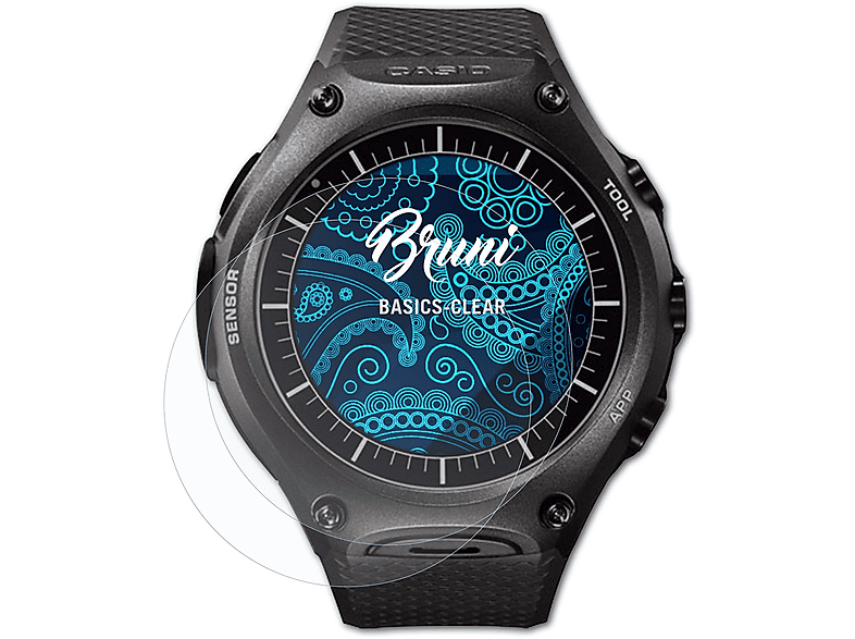 BRUNI 2x Basics-Clear Schutzfolie(für Casio WSD-F20)