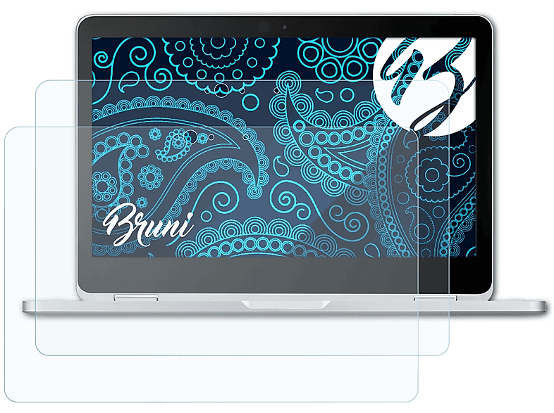 BRUNI 2x Basics-Clear Schutzfolie(für Google Flip (ASUS)) Chromebook C302CA