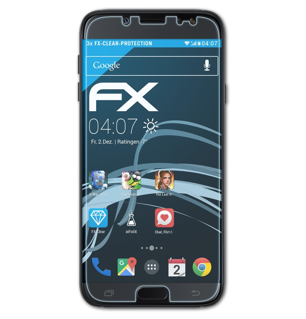 Samsung Galaxy (2017) J7 Displayschutz(für ATFOLIX FX-Clear Duos) 3x