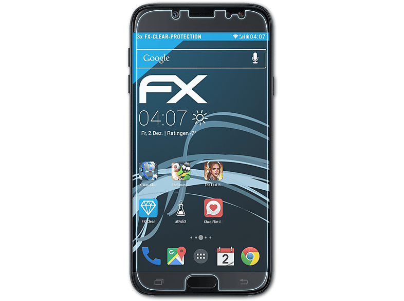 ATFOLIX 3x FX-Clear Displayschutz(für Samsung Galaxy J7 (2017) Duos)