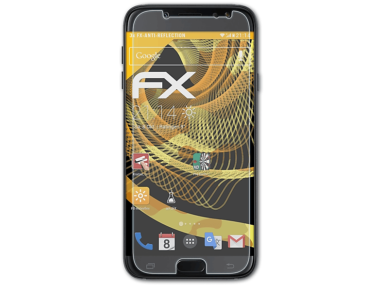 ATFOLIX 3x FX-Antireflex Displayschutz(für Samsung Galaxy J5 (2017) Duos)