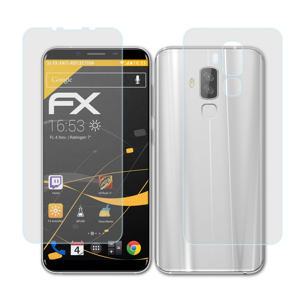 Homtom S8) FX-Antireflex 3x Displayschutz(für ATFOLIX