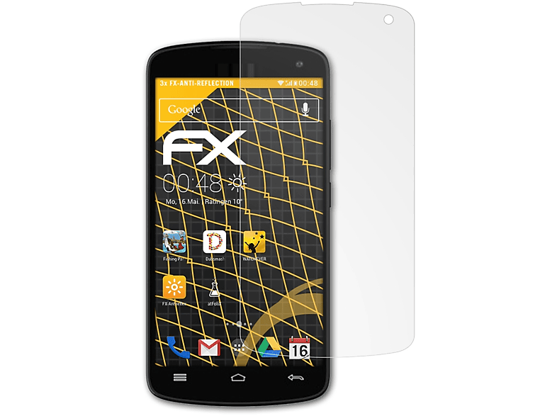 ATFOLIX 3x FX-Antireflex Displayschutz(für BLU Studio X8 HD 2019)