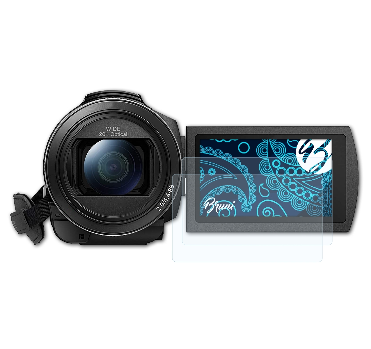 BRUNI 2x Basics-Clear Schutzfolie(für Sony FDR-AX43)