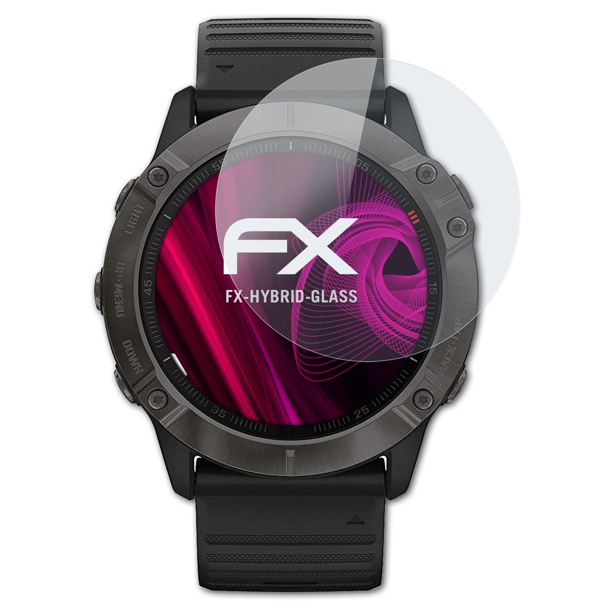 ATFOLIX FX-Hybrid-Glass Schutzglas(für Garmin (51mm)) 6X Fenix