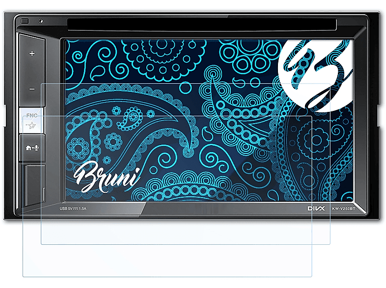 BRUNI 2x Basics-Clear Schutzfolie(für JVC KW-V250BT)
