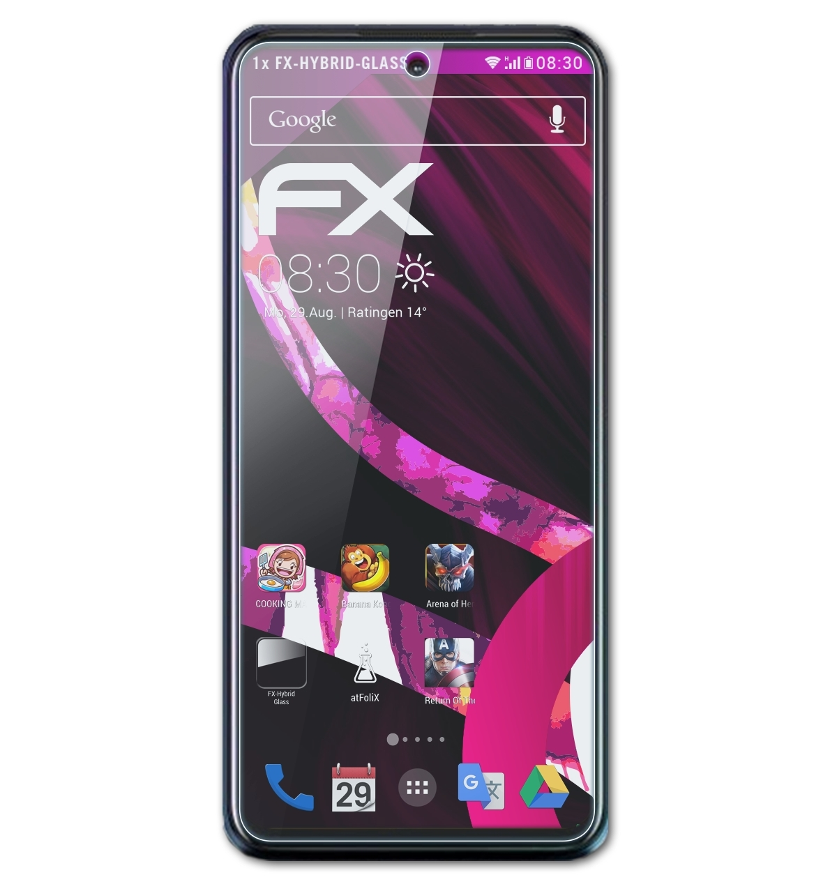 ATFOLIX Pro) HTC Schutzglas(für FX-Hybrid-Glass Desire 21