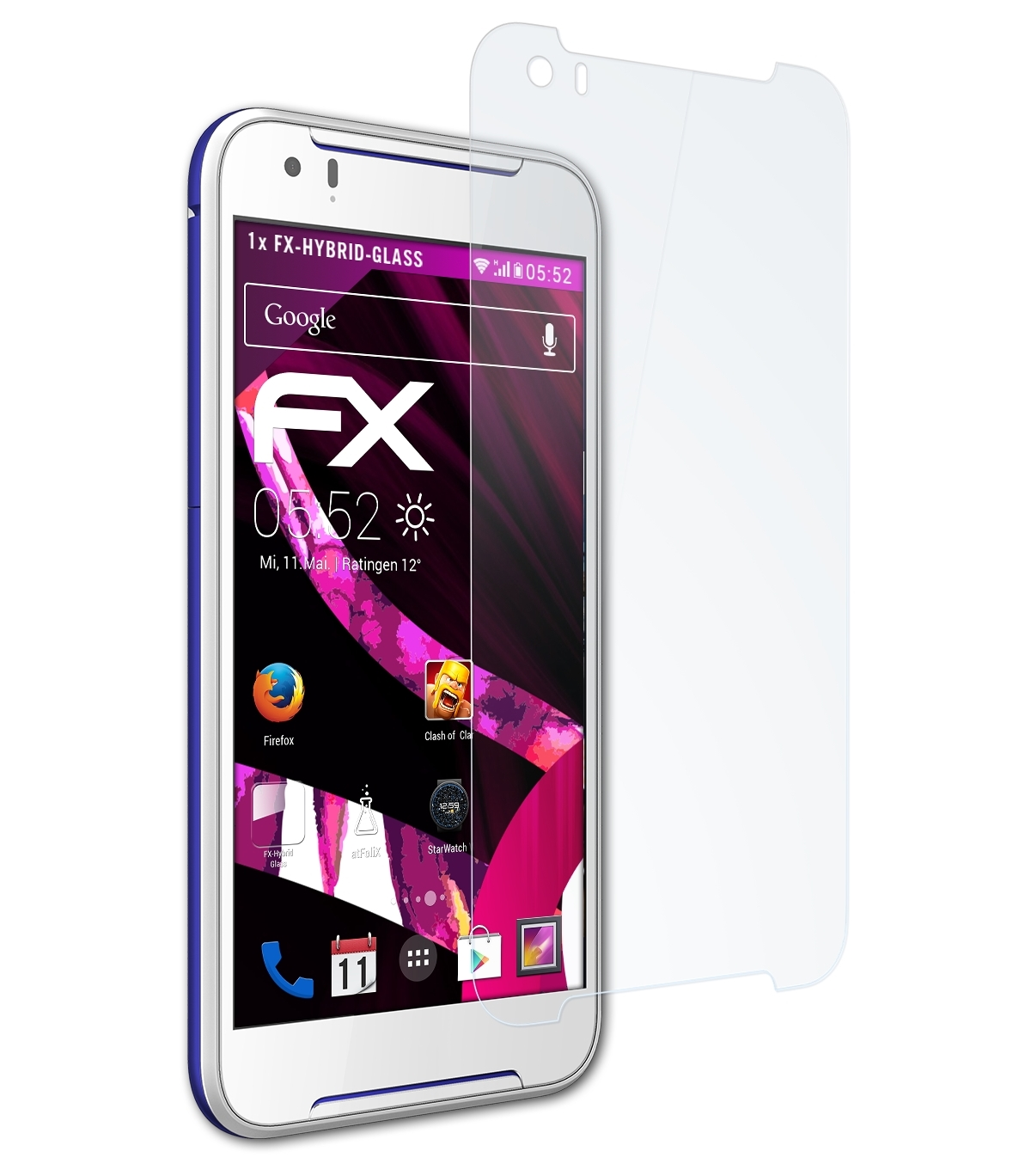 FX-Hybrid-Glass HTC Desire Schutzglas(für ATFOLIX 830)