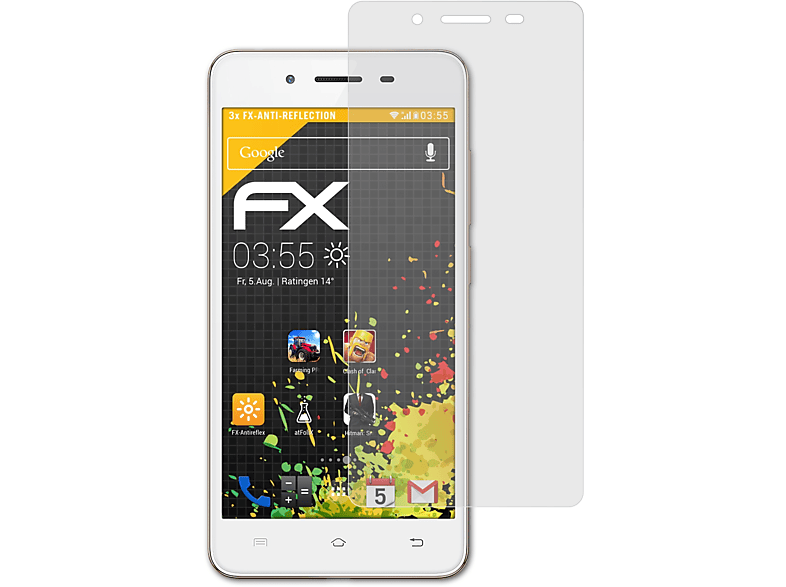ATFOLIX 3x FX-Antireflex Displayschutz(für Vivo V3)