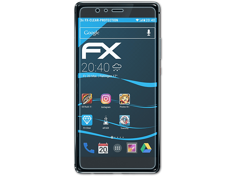 3x Huawei Displayschutz(für P9 ATFOLIX Plus) FX-Clear