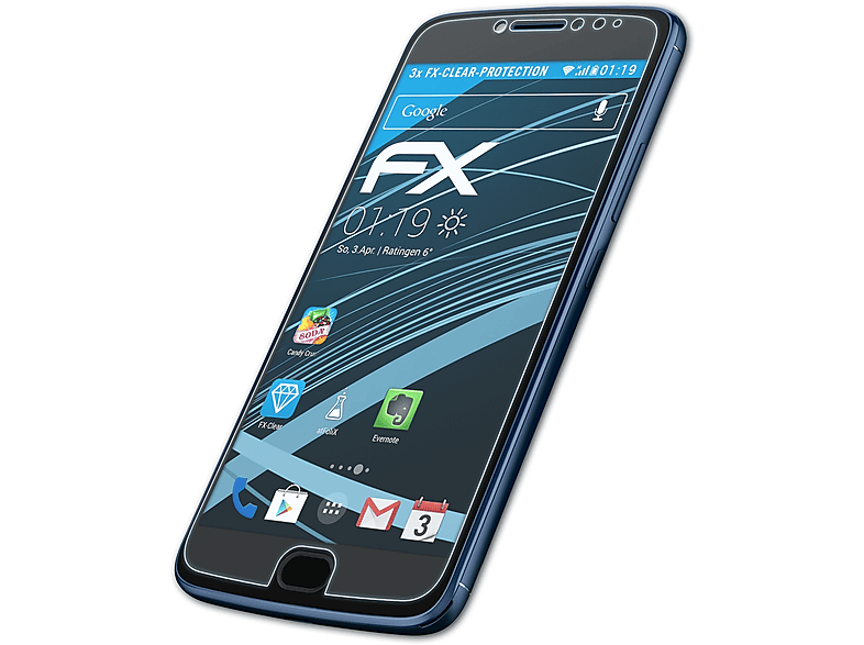 ATFOLIX 3x FX-Clear Displayschutz(für Lenovo Motorola Plus) E4 Moto