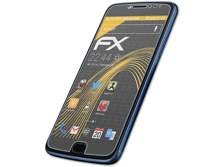 ATFOLIX 3x FX-Antireflex Displayschutz(für Lenovo Motorola Moto E4 Plus)