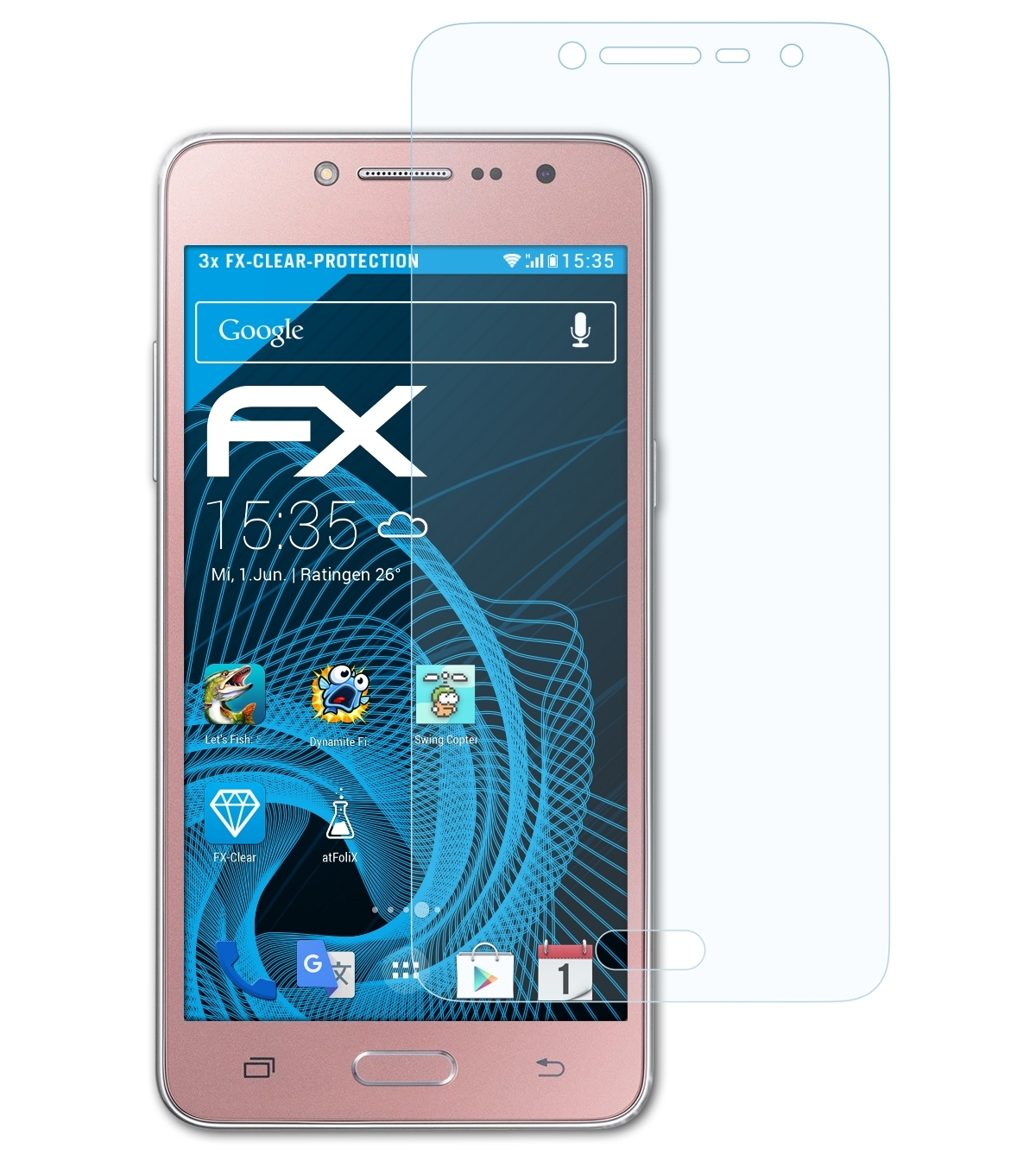 ATFOLIX 3x Galaxy Displayschutz(für Prime Grand FX-Clear Plus) Samsung