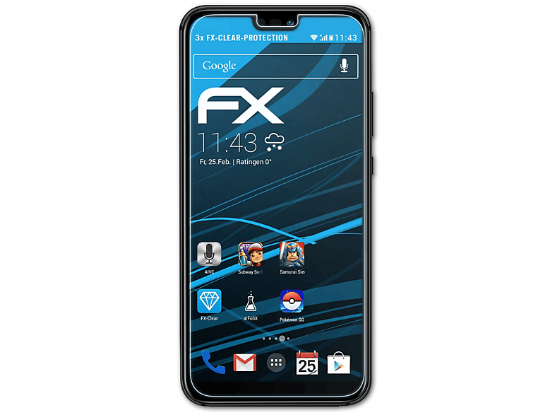 ATFOLIX 3x Displayschutz(für FX-Clear Huawei Nova 3e)