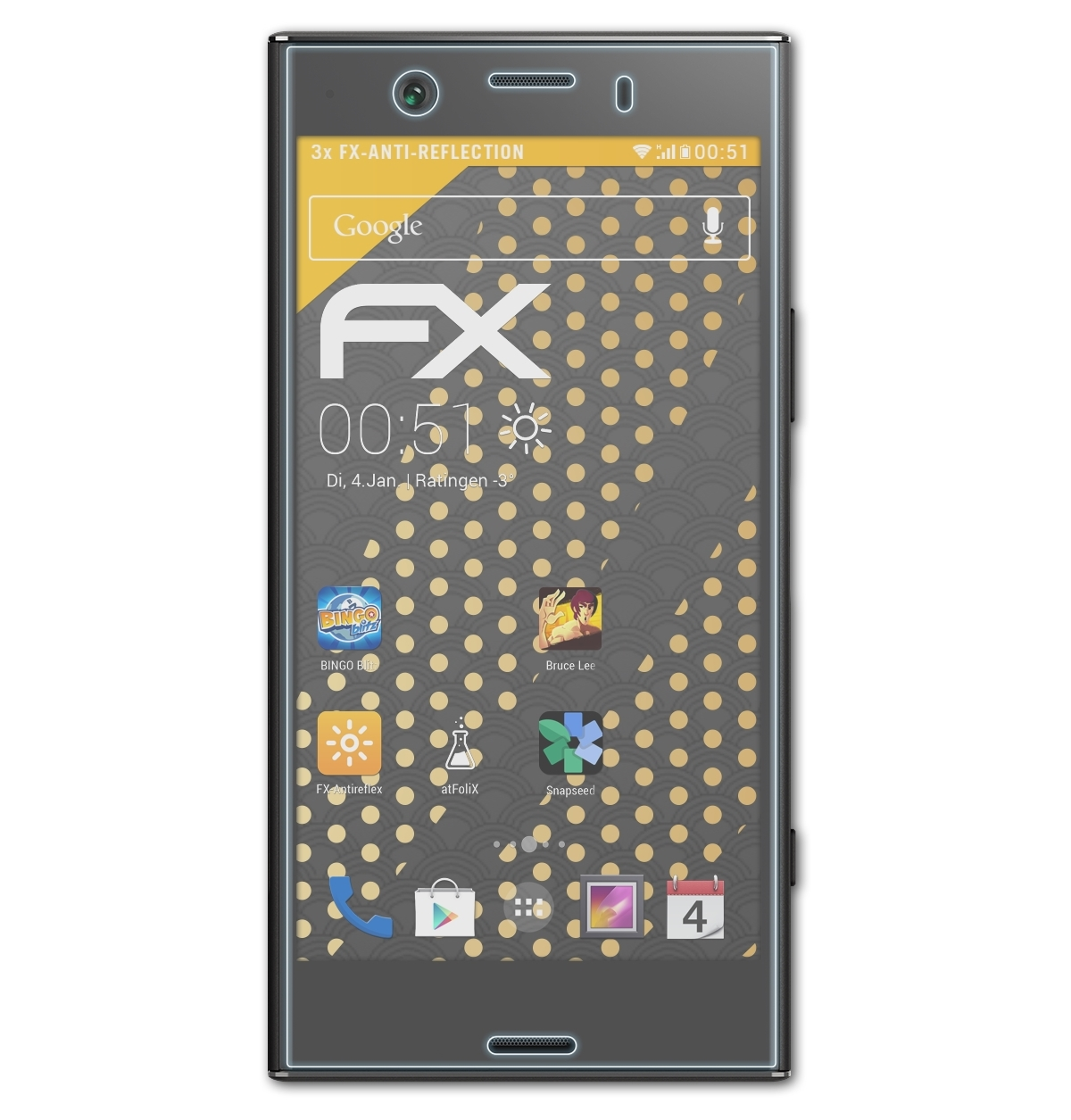 ATFOLIX 3x FX-Antireflex Displayschutz(für Sony XZ1 Compact) Xperia