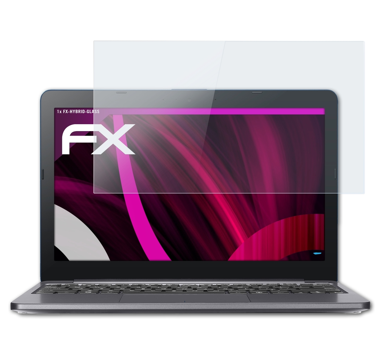 ATFOLIX FX-Hybrid-Glass Schutzglas(für Asus E203NA) Laptop