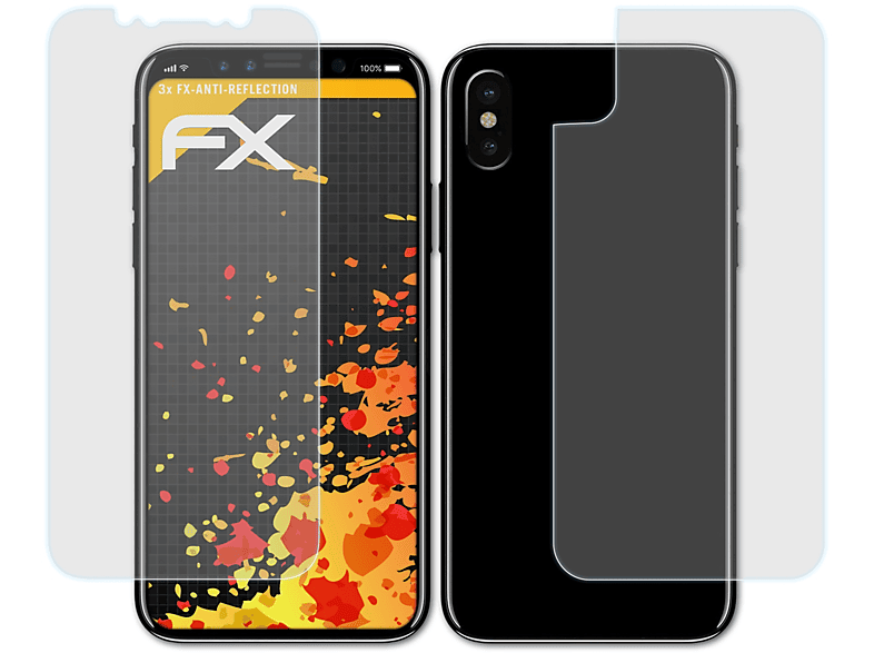 ATFOLIX 3x FX-Antireflex Displayschutz(für Apple iPhone X)