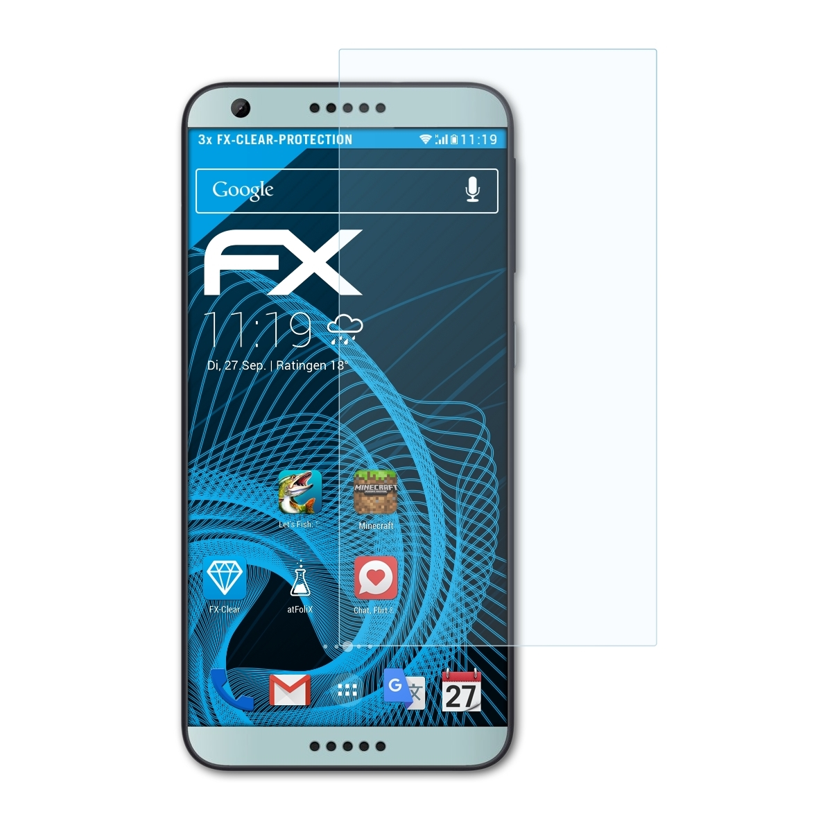 ATFOLIX 3x FX-Clear Displayschutz(für HTC 650) Desire