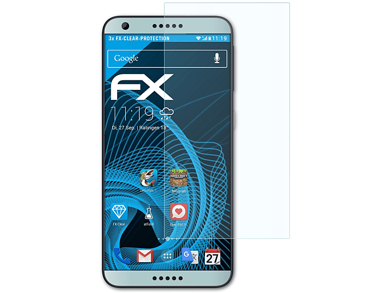 ATFOLIX 3x FX-Clear Displayschutz(für HTC Desire 650)
