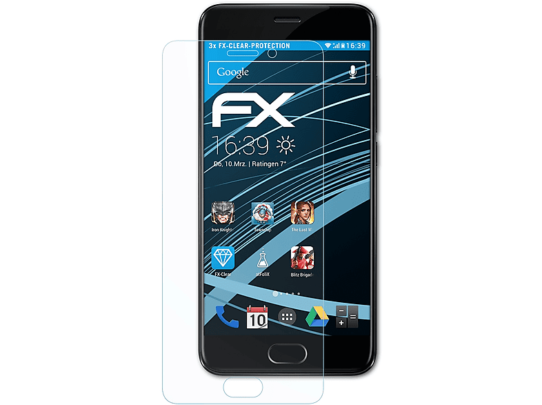3x FX-Clear Displayschutz(für Pro Meizu 7) ATFOLIX