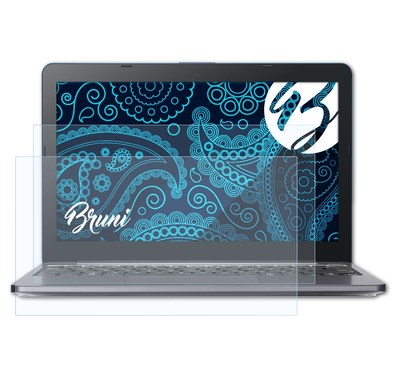 BRUNI 2x Basics-Clear Schutzfolie(für Laptop Asus E203NA)