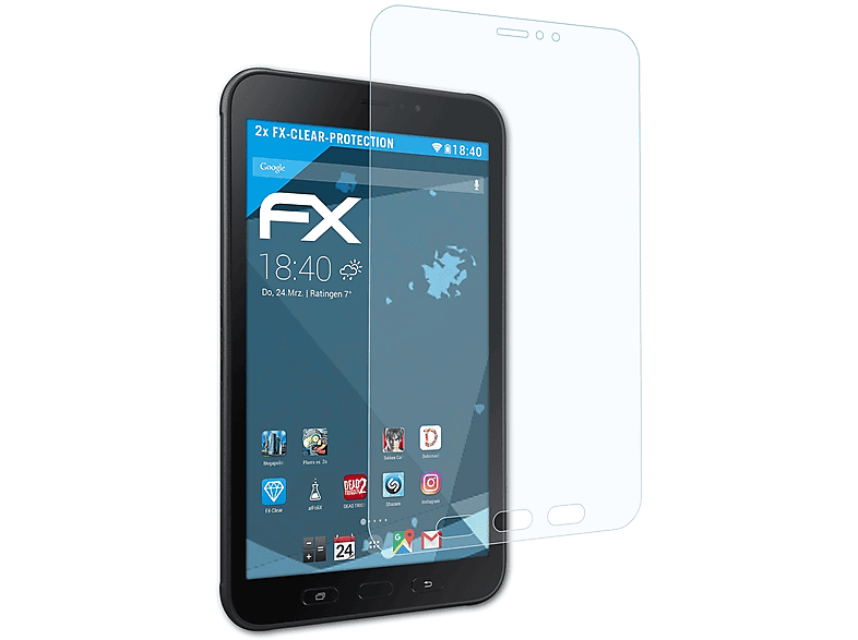 ATFOLIX Samsung FX-Clear 2x Active Tab 2) Displayschutz(für Galaxy