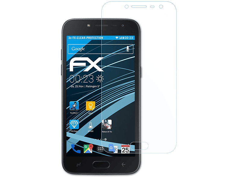 ATFOLIX 3x FX-Clear Displayschutz(für Samsung Galaxy J2 (2018))