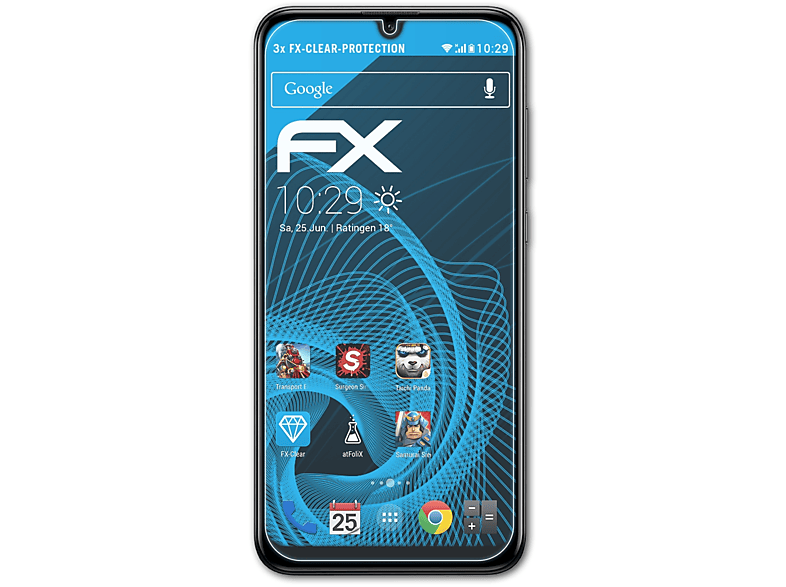 Y7 3x Huawei ATFOLIX Prime FX-Clear 2019) Displayschutz(für
