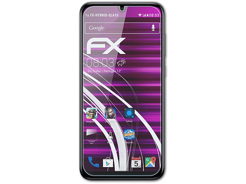 ATFOLIX FX-Hybrid-Glass Schutzglas(für Huawei Y7 Prime 2019)