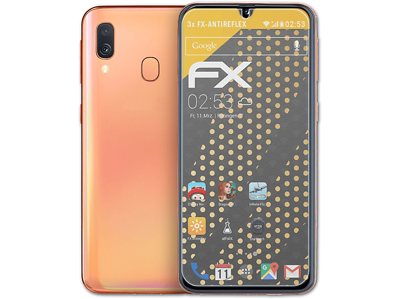 ATFOLIX 3x FX-Antireflex Displayschutz(für Samsung Galaxy A40)