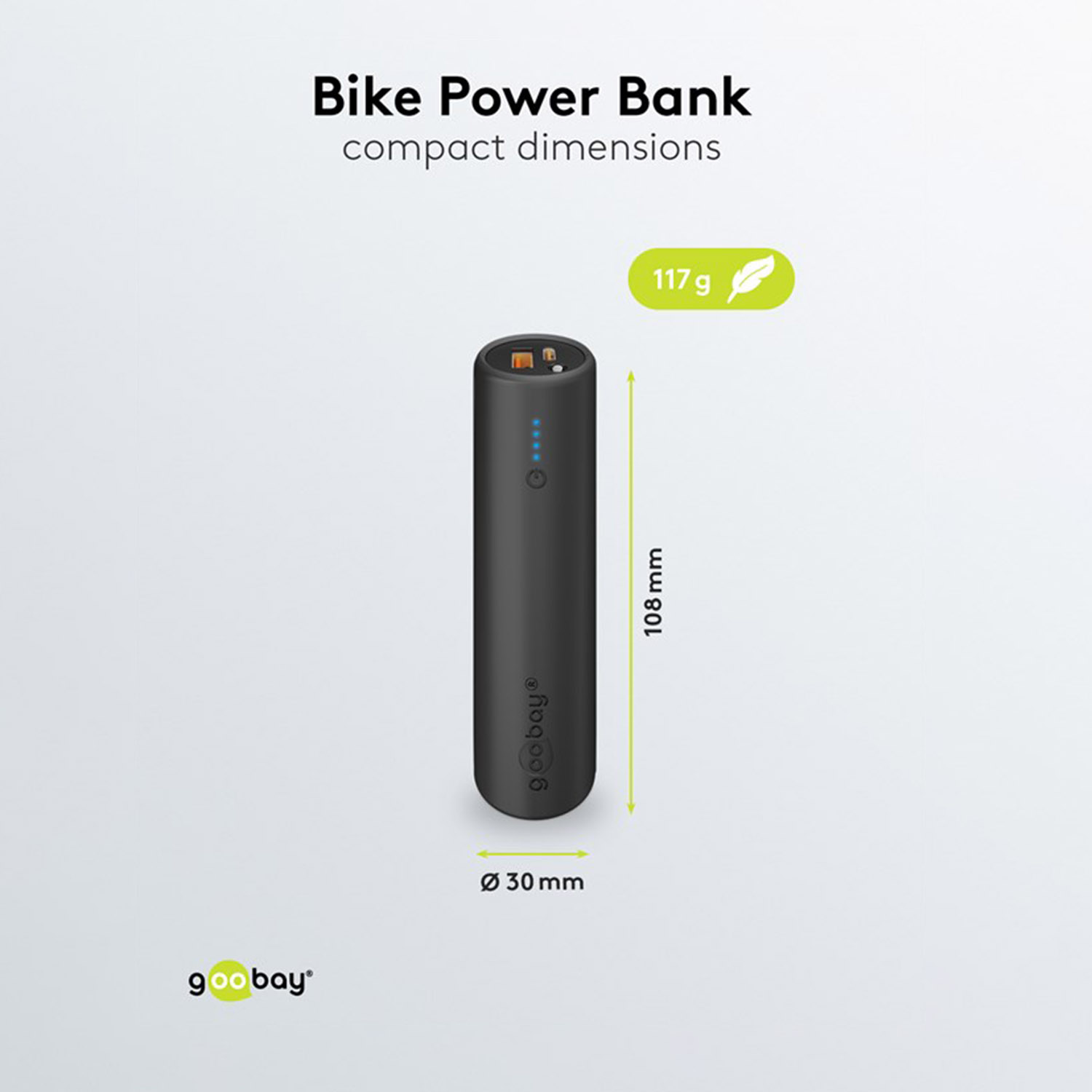 mAh 5000 Bike-Powerbank 5000 Powerbank Schwarz GOOBAY