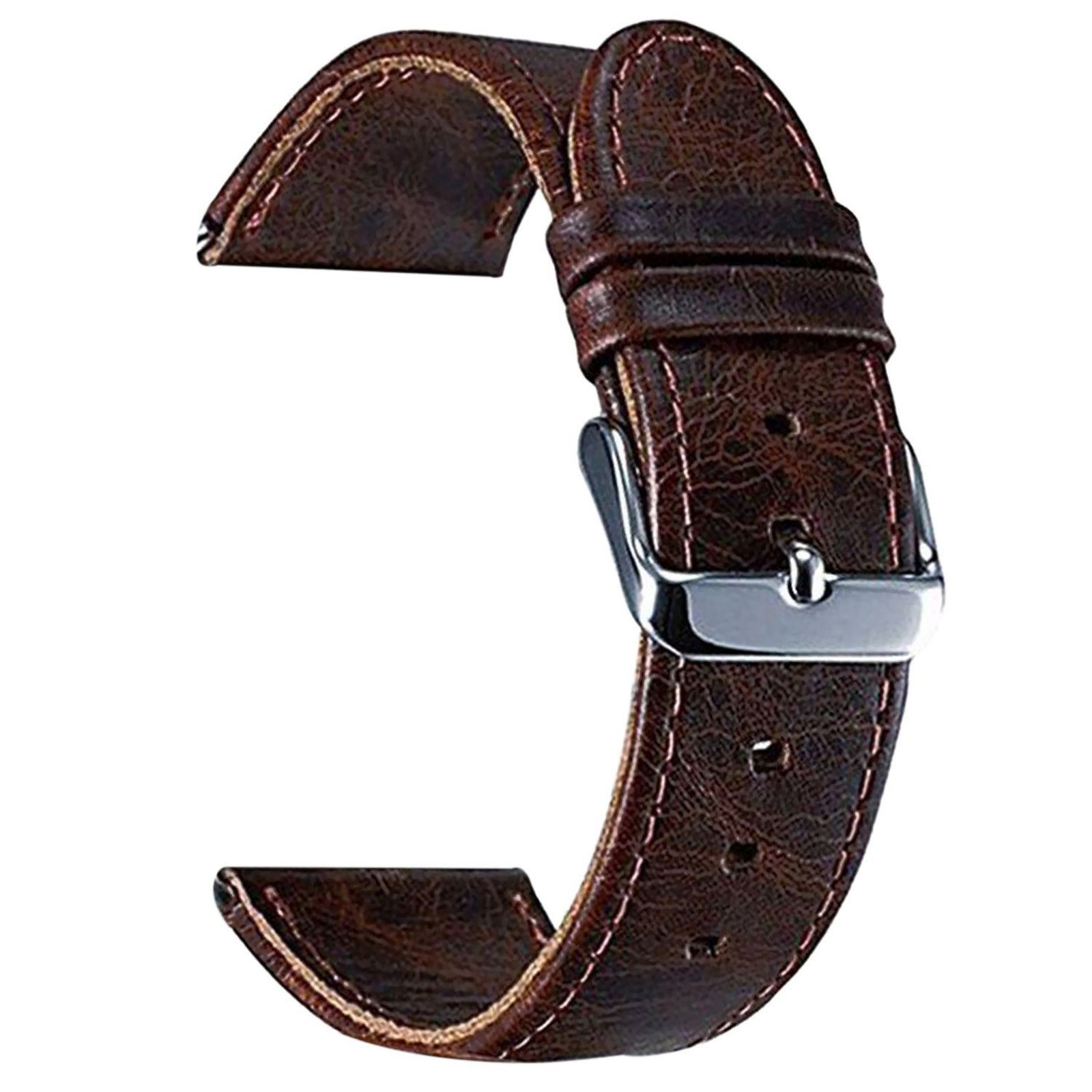 Ein braunes Leder-Armband mit einer silbernen Schnalle.