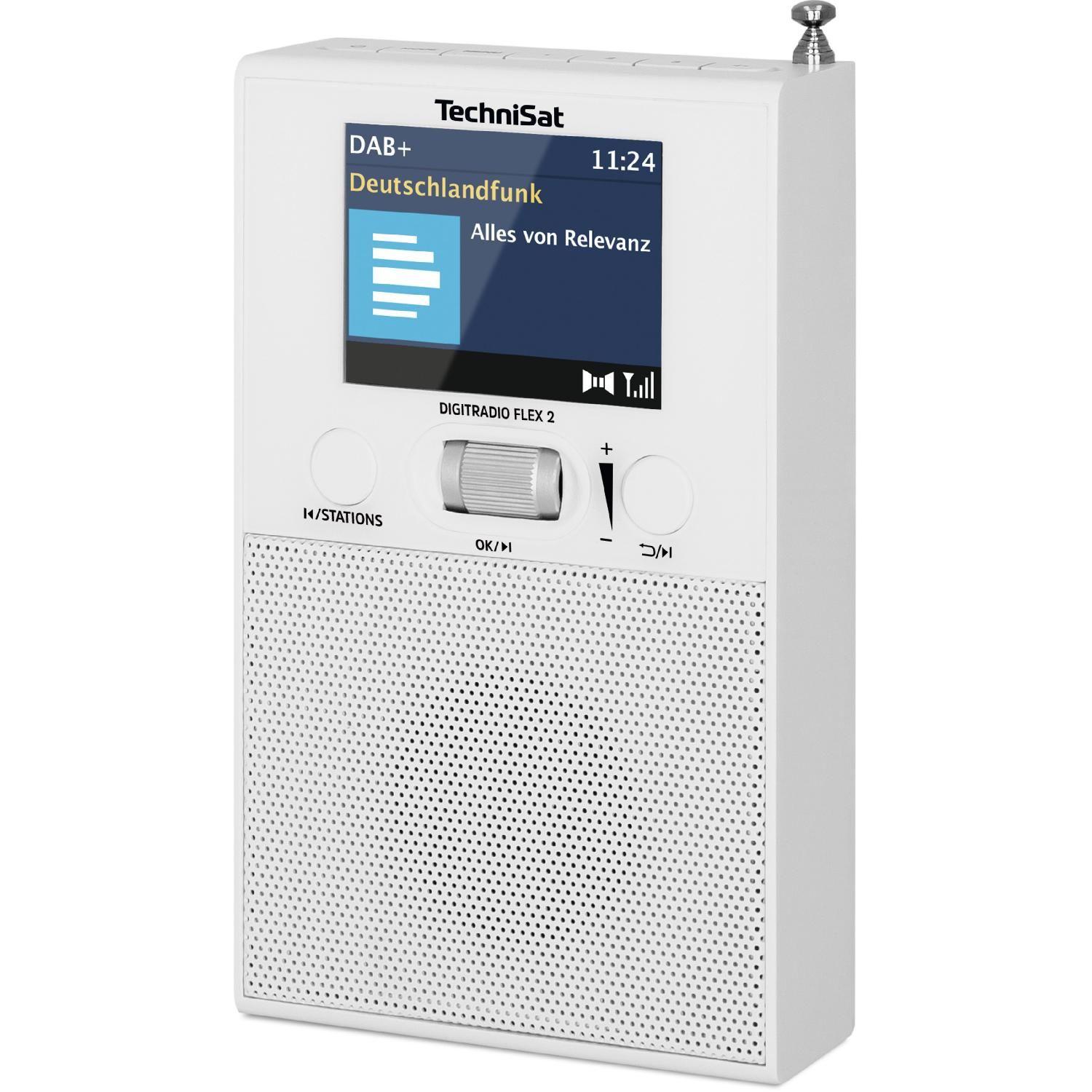 DAB+, FLEX DAB+ weiß portables DAB, 2 DAB+/UKW Digitalradio, AM, Radio, DIGITRADIO TECHNISAT FM, UKW-Radio, Bluetooth,