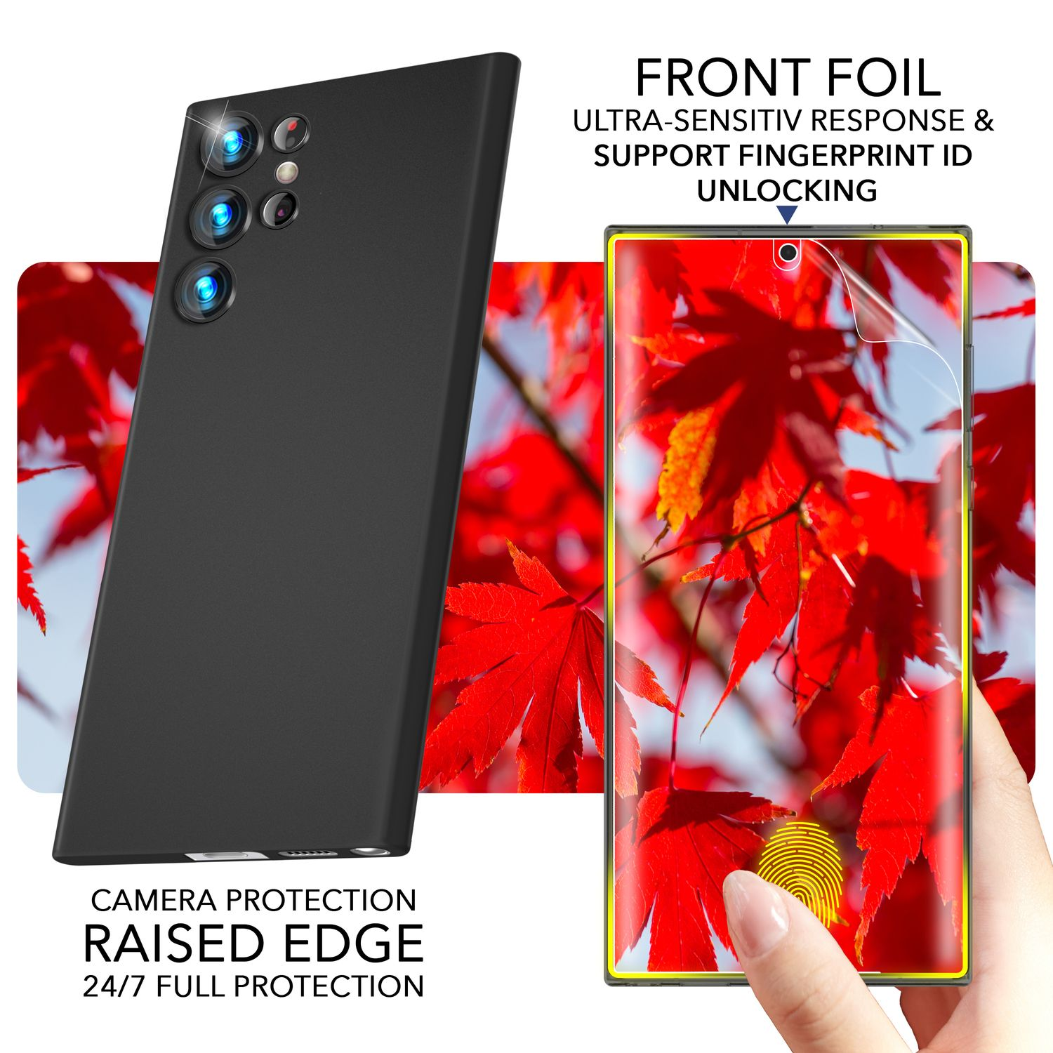 NALIA Extrem Dünnes Galaxy S23 Ultra, Hardcase mit Schwarz 2x Displayschutz, Backcover, 0,3mm Samsung