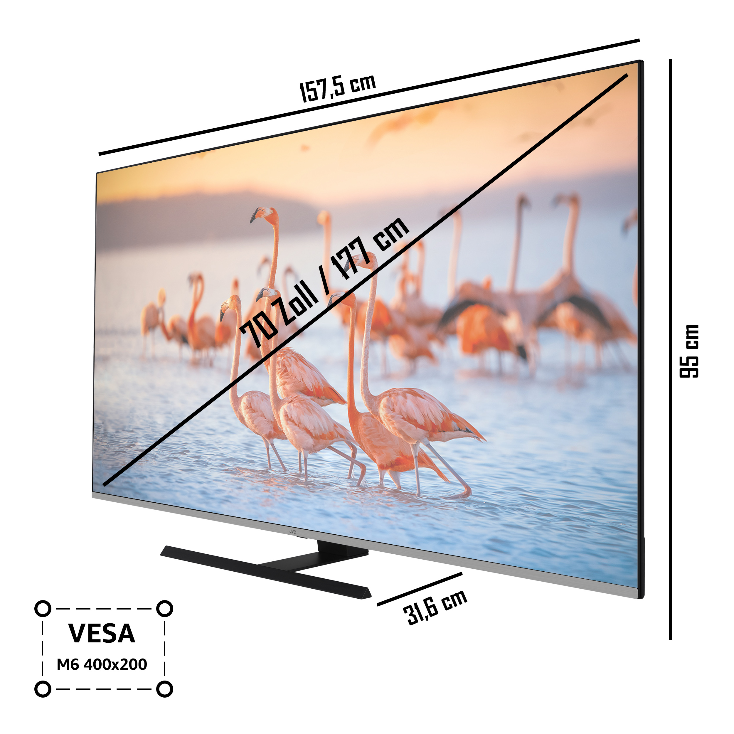 JVC LT-70VU7255 LED TV (Flat, 177 TV) Zoll cm, 70 UHD 4K, SMART 