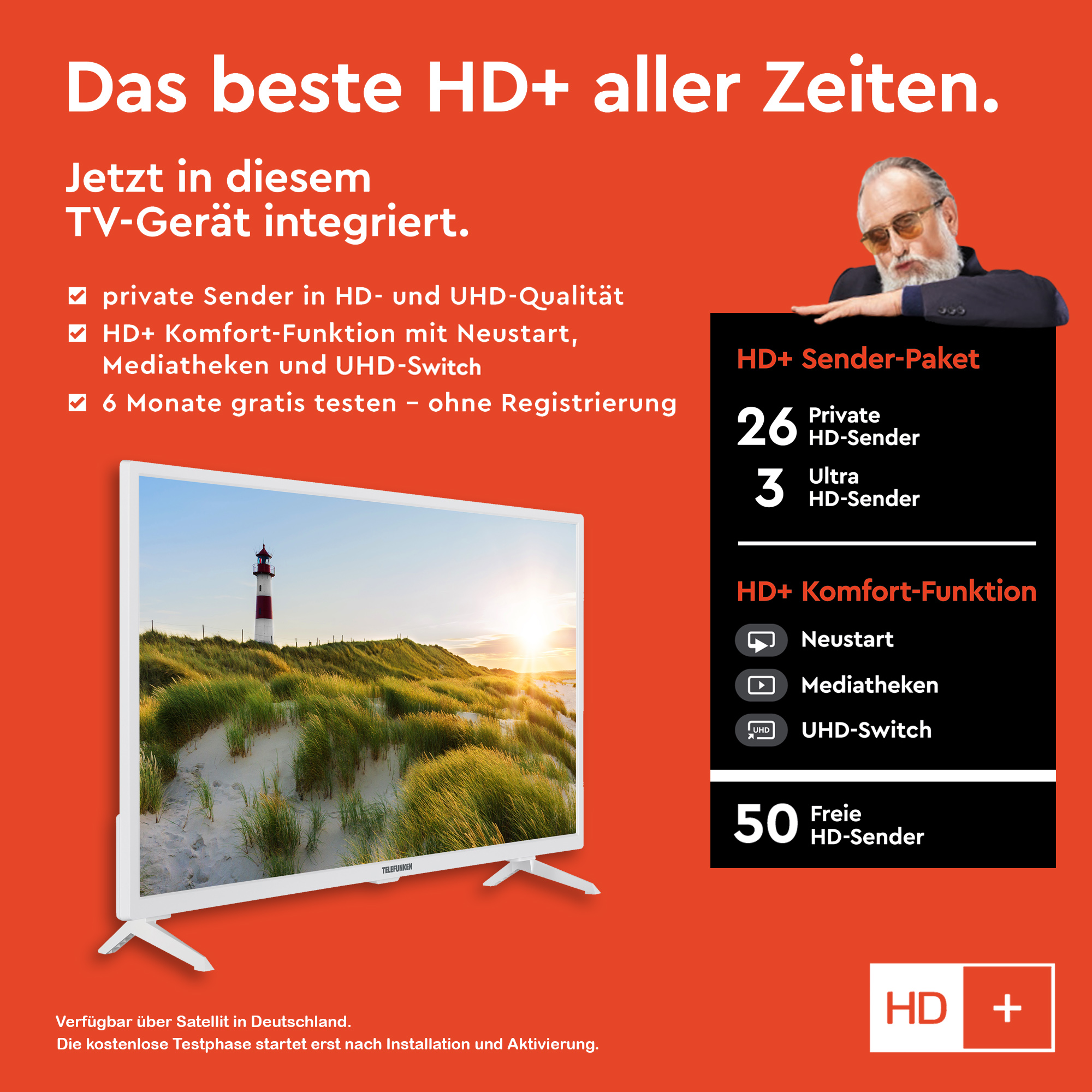 Zoll / (Flat, TELEFUNKEN Full-HD, 32 XF32SN550S-W TV) SMART cm, LED 80 TV