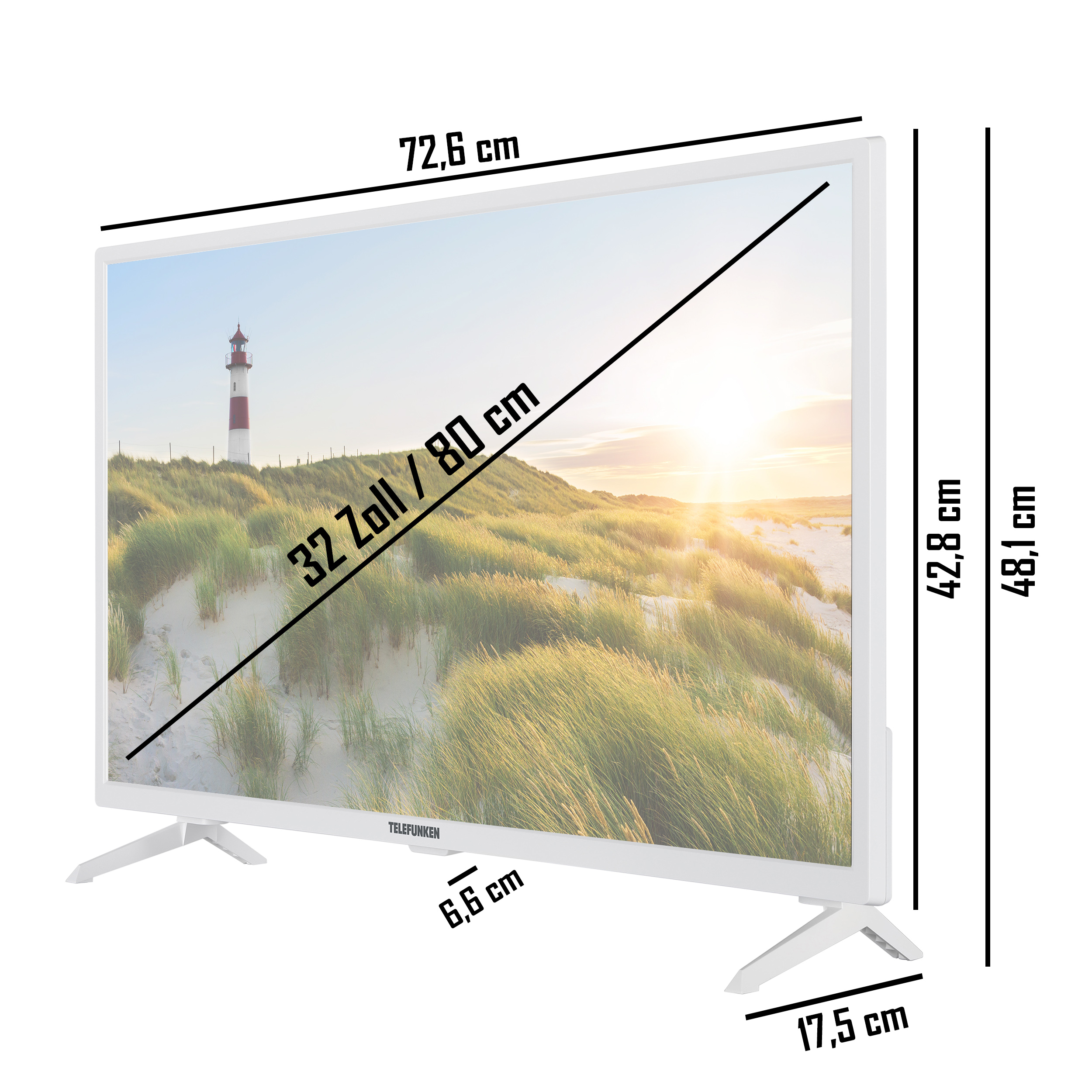 / TV) 32 Zoll 80 (Flat, SMART TELEFUNKEN TV HD-ready, cm, LED XH32SN550S-W