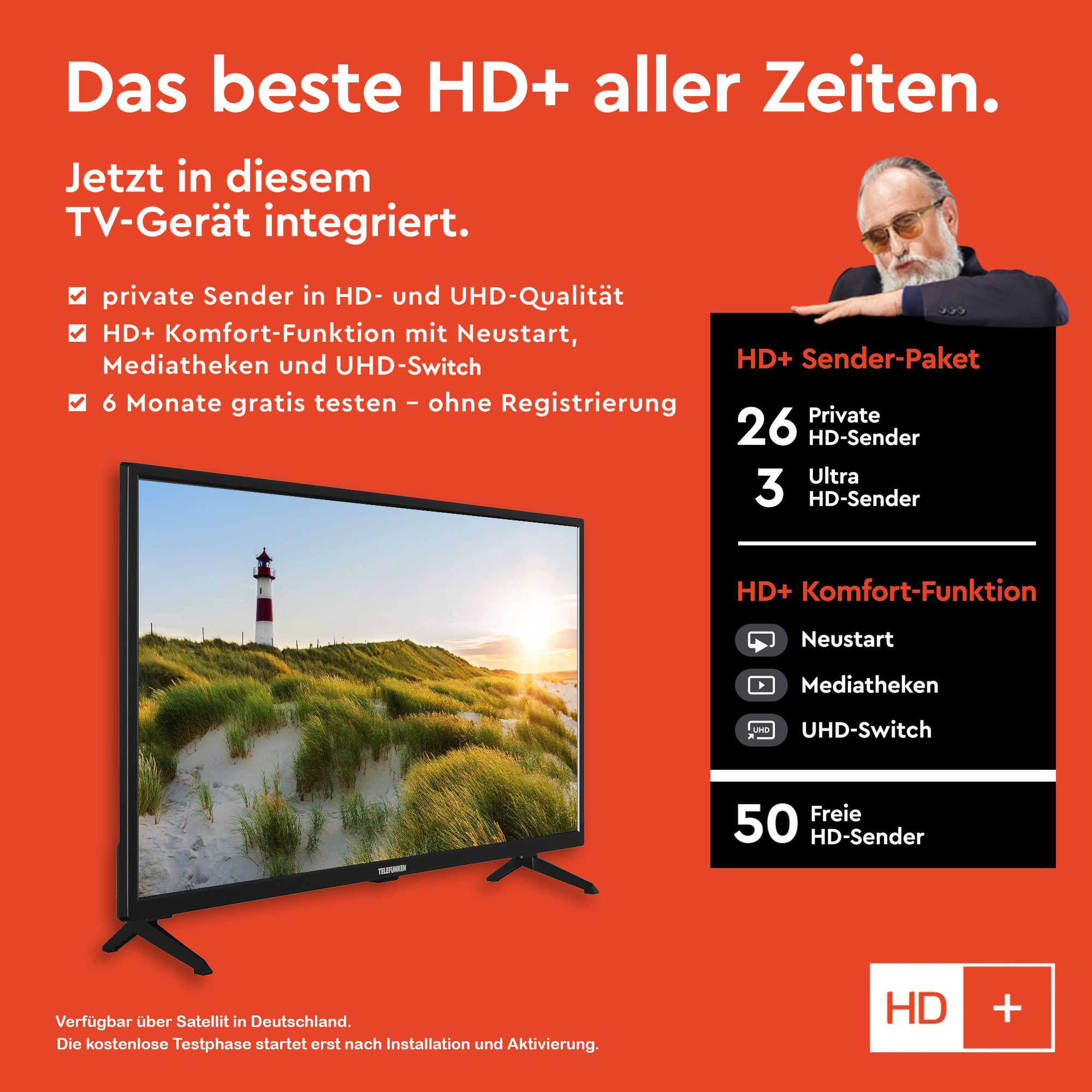 LED / (Flat, TV cm, 32 Zoll 80 Full-HD, SMART TV) XF32SN550S TELEFUNKEN