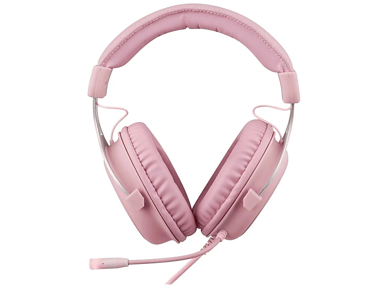 DELTACO GAMING Gamer Headset mit Over-ear Headset LED-Beleuchtung, pink