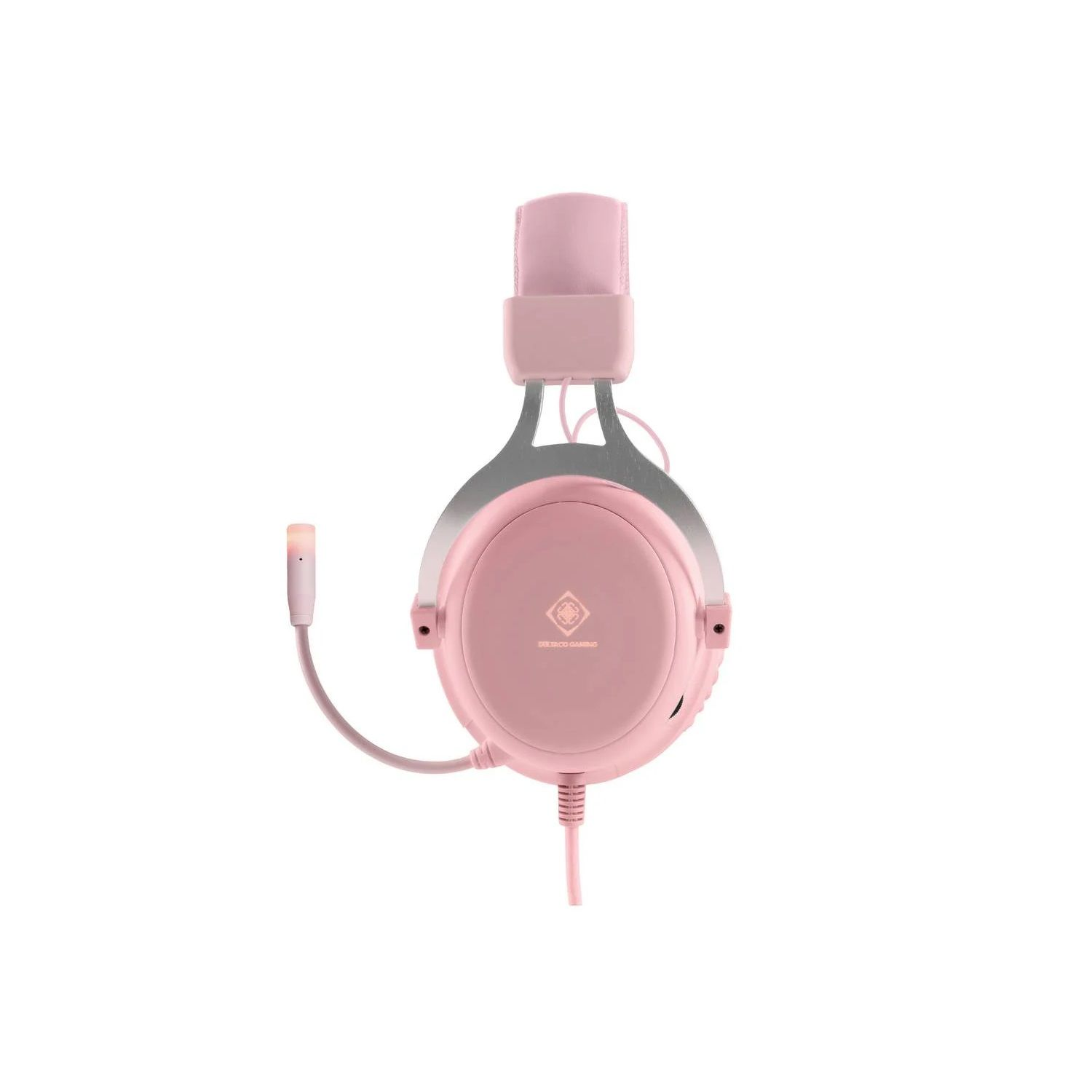 Gamer mit pink Headset Headset GAMING Over-ear LED-Beleuchtung, DELTACO